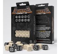Q-Workshop Fortress Compact D6 - Dados para Juegos de rol de Mesa, Color Negro y Beige para 1+ Jugadores de 14 años