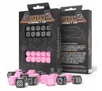 Q-WORKSHOP Fortress Compact Set De Dados D6 Negro Rosa 20 Piezas RPG