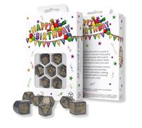 Q-WORKSHOP Happy Birthday Confeti Set De Dados RPG De 7 Caras Gris Dorado