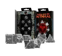 Q Workshop Juego De Dados Metálicos Míticos 7 Piezas Plateado Negro RPG