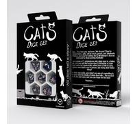 Q-Workshop - Juego de dados para gatos | A partir de 14 años | Dados poliédricos RPG con diseños de gatos, juego de dados de mesa para juegos de mesa verde, azul y beige