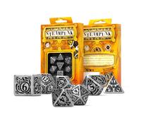 Q-Workshop Juego De Dados RPG Steampunk Metal 7 Piezas Plata Negro D&D