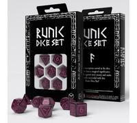 Q-workshop - juego de dados rúnicos: negro brillante y magenta para e