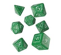 Q-Workshop Q-Taller Elven SELV14 Dados Juego de RPG, Verde y Blanco