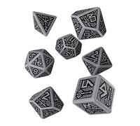 Q-Workshop Set de 7 Dados de Enanos, Gris-negro