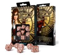 Q-Workshop Set De Dados RPG Steampunk Engranajes Caramelo Y Blanco 7 Dados