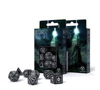 Q-WORKSHOP Set De Dados Rúnicos Runas Negro/Blanco 7 Piezas Para DnD Y RPG