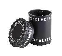 Q-Workshop Vaso De Dados De Runas Negro Cuero Para RPG DnD