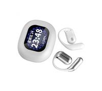 (Q16pro Silver) Intelligent Touch Screen Open Bluetooth Earphones, Noise Reduction, LED Display