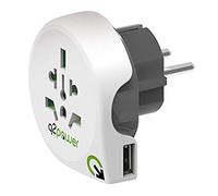Q2 Power Power Travel Adaptor World to EU USB, Blanco - Blanco