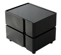 Q2f8o3h5 Mesita de Noche Gabinete Cuadrado con Compartimentos de Almacenamiento Dobles for organización del Dormitorio(Negro,Pequeño)