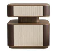 Q2f8o3h5 Mesita de Noche Mesita de Noche Dos cajones con Panel Rayas Verticales for organización Almacenamiento en el Dormitorio(Bruin,Pequeño)