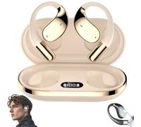Q39 Ai Translation Clip-On Bluetooth Earphones, Supporting Language Translation for Over 134 Countries, Ultra-Long Battery Llife, Intelligent Noise Reduction, for Travel, Study (Beige)