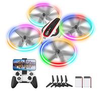 Q9C Drone con Cámara para Niños,Mini Dron con Luces de Colores,Regalos y Juguetes Helicóptero RC Quadcopter para Principiantes con Control de Gestos,Retención de Altitud,Modo sin Cabeza,2 Baterías