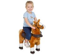 Qaba Caballo de Paseo con Ruedas para niños 3-5 años hasta 60 kg Marrón