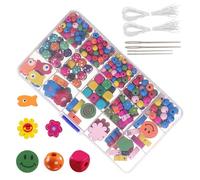Qaestuan 400 Piezas Coloridas Cuentas de Madera, Cuentas para Pulseras Friendship Bracelet Accesorios, Niños Bricolaje Conjunto de Cuentas Jewellery Making Kit, para Joyas de Bricolaje Manualidades