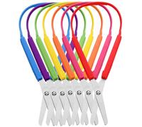 Qaestuan 7 Piezas Tijeras de Fácil Agarre, Tijeras Punta Redonda Escolar, Tijeras para Niños Zurdos, Tijeras Escolares, Agarre Cómodo y Suave, Tijeras con Bucle para Manualidades, Niños y Adultos