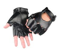 Qaestuan Guantes sin Dedos, 13 x 9cm Guantes de Cuero Punk sin Dedos para Mujer, Fingerless Gloves Moto, Conducir Estilo Punk sin Forro, Cuero PU Suave y Duradero para Moto, Ciclismo, Alpinismo