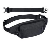 Qaestuan Riñonera Hombre Mujer, Waistpack, Gym Bag Unisex Adulto, Bolso de Cintura Deportiva, Riñonera Impermeable con Correa Ajustable, para Entrenamiento al Aire Libre, Senderismo, Camping (Negro)