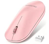 qaf Ratón inalámbrico de 2,4 GHz con clics silenciosos, ratón USB compacto con rueda de desplazamiento de aluminio, funciona con pilas AA, receptor nano almacenado en el interior, ratón inalámbrico