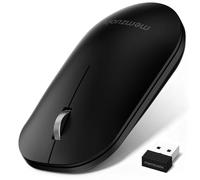 qaf Ratón inalámbrico de 2,4 GHz con clics silenciosos, ratón USB compacto con rueda de desplazamiento de aluminio, funciona con pilas AA, receptor nano almacenado en el interior, ratón inalámbrico