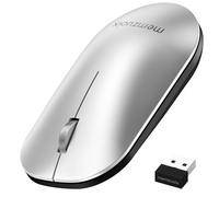 qaf Ratón inalámbrico de 2,4 GHz con clics silenciosos, ratón USB compacto con rueda de desplazamiento de aluminio, funciona con pilas AA, receptor nano almacenado en el interior, ratón inalámbrico