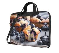 qahuopp Blueberry Muffin 03 Print - Bolsa para ordenador portátil con asa para portátiles de 13, 14, 15,6 pulgadas, Black, 15.6 inch