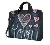 qahuopp Bolsa para computadora con estampado de palabras y corazones con texto en inglés "I Love You Words With Hearts" - Bolsa de transporte para portátiles de 13, 14 y 15.6 pulgadas, Black, 15.6