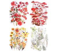 Qaixwuyi 160 pegatinas decorativas transparentes de flores para álbumes de recortes, pegatinas decorativas vintage de plantas de setas temáticas para álbumes de recortes, regalos, manualidades, álbum