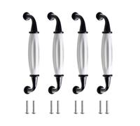 Qaixwuyi 4 Pezas Antigua Tirador Arco Cerámica Armario Manija Blanco Negro Gabinete Manija Cajón Mango Aleación Zinc Colores Clásicos en Blanco y Negro