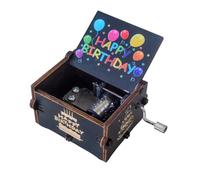 Qaixwuyi Caja Música Madera Caja Música Feliz Cumpleaños Caja Música Manual Caja Música Vintage Tallado Caja Música Mini Caja Música Manivela Regalo Cumpleaños Familiares Amigos Regalos Divertidos