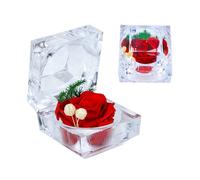 Qaixwuyi Eterna Hecha Mano Flores Caja Regalo Rosa Azul Flor Preservada Eternidad Flor Anillo Caja Día San Valentín Rose Caja Regalo Caja Regalo Flor Eterna San Valentín Confesiones Boda
