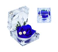 Qaixwuyi Eterna Hecha Mano Flores Caja Regalo Rosa Azul Flor Preservada Eternidad Flor Anillo Caja Día San Valentín Rose Caja Regalo Caja Regalo Flor Eterna San Valentín Confesiones Boda