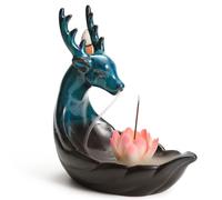 Qaixwuyi Quemador Incienso Reflujo Cerámica Soporte Incienso Reflujo para Conos Incienso Reflujo y Varitas de Incienso con Cojín Pinza Quemador Incienso para Decoración Hogar Yoga Meditación Loto Rosa