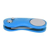 Qalvona Herramienta Reparadora de Divots Plegable para Golf, Forquilla de Metal Compacta con Marcador de Bola, Accesorio Portátil para Jugadores (Azul)