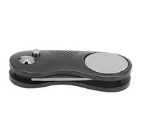 Qalvona Herramienta Reparadora de Divots Plegable para Golf, Forquilla de Metal Compacta con Marcador de Bola, Accesorio Portátil para Jugadores (Negro)