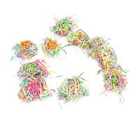 Qalvona Juguetes para Jaula de Pájaros 10pcs, Bolas de Ratán con Cadena, Color Mezclado, 5cm - Resistente y Seguro, Entretenimiento para Loro y Aves Que Disfrutan Masticar