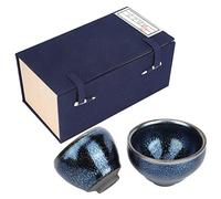 Qalvona Tazas de Cerámica para Té, Juego de 2 Piezas, Color Glaseado, Tamaño 8.8x5.6 y 7.3x6.1 cm - Diseño Único y Elegante, Acabado Artesanal, Ideal para Regalo y Colección