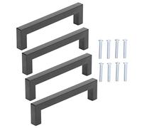 Qalvona Tiradores para Gabinete Cuadrados, Juego de 4, Acero Inoxidable, Negro Pequeño 12x12x96mm - Duraderos y Elegantes, Estilo Moderno Europeo, Para Cocina y Muebles (12 * 12 * 96)