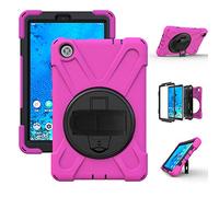 QANG Funda protectora para Lenovo Tab M8 8" TB-8505F TB-8505X resistente a los golpes con soporte giratorio de 360 grados, correa de mano para Lenovo Tab M8 8" TB-8505F TB-8505X (Rosa Roja)