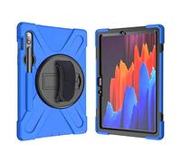 QANG Samsung Galaxy Tab S7 11 T870 T875 Caso, Tres Capa Resistente Cuerpo Completo Funda Protectora con Soporte/Correa de Mano/Portalápiz para Samsung Galaxy Tab S7 11 T870 T875 (Azul)
