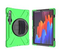 QANG Samsung Galaxy Tab S7 11 T870 T875 Caso, Tres Capa Resistente Cuerpo Completo Funda Protectora con Soporte/Correa de Mano/Portalápiz para Samsung Galaxy Tab S7 11 T870 T875 (Verde)