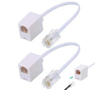 QanGHerti 2 conectores adaptadores RJ45 a RJ11 universales RJ45 a RJ11, cable convertidor de 12 cm para teléfono Rj11 6P4C hembra a Ethernet Rj45 8P8C macho cable convertidor para módem Adsl Teléfono