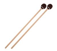 QANYEGN 1 Pair Marimba Mallets, Maple Handle Medium Hard Mallets, Wool Ball Sticks Percussion Playing Accessories (Brown wood pole)