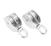 QANYEGN 2Pcs Lifting Double Pulley Block, Heavy Duty Stainless Steel Roller, M50 Wire Rope Crane Hanging 400KG Loading