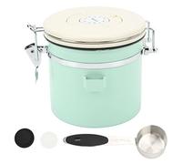 QANYEGN Bote De Café Verde Menta, Recipiente Hermético De Acero Inoxidable Con Cuchara Y Rueda De Fecha, Almacenamiento De 3 Tamaños Para Té, Nueces Y Café.(1.5L)