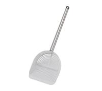QANYEGN Cat Litter Scoop, Stainless Steel Long Handle Shovel, Pet Sand Sifter Poop Scooper for Beaches Pet Cat Litter Boxes (White)