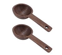 QANYEGN Cucharas de café, cucharada de madera, cuchara molida de café de madera compuesta, medidora para sacar café, té, azúcar, harina ((2 piezas a la venta) Nogal estilo #2 de 108 mm)