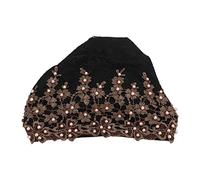 QANYEGN Envolturas de cabeza de turbante, gorra sedosa de cuentas pre atadas, encaje suave y sombrero de cabello con cuentas para un evento elegante o ropa diaria (Couleur caramel) (Bleu violacé)