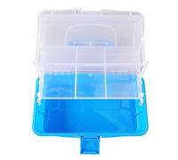 QANYEGN Organizadores de plástico de 3 capas, caja de almacenamiento divisoria, caja de aparejos plegable portátil con asa para costura, suministros de arte, herramientas (Azul)